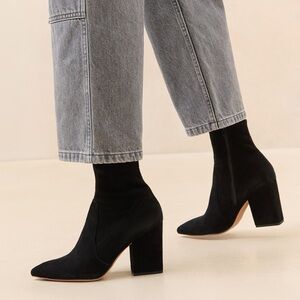Loeffler Randall Black Suede Heeled Isla Ankle Boots Booties size 6 B Authentic